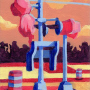 Light Rail Construction, Acrylic on canvas, 18x13cm SOLD