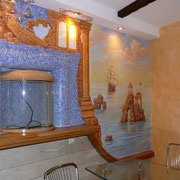 роспись стен кухни в морском стиле