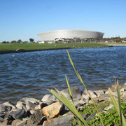 Blick auf das Green Point Stadium vom Green Point Park in Kapstadt aus