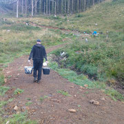 10 litres of water per bucket. We needed 400 litres all together...