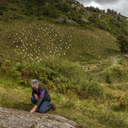 Ormaig rockart site with Ormaig Landart Project in the background. Photography: Aaron Watson