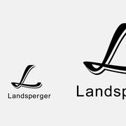 Logo Landsperger, Schwarzversion, Skalierung – infragrau, gute Gestaltung