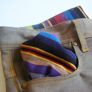 Testpattern coloured pocket lining of Dutch Mountains Jeans