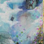 Vivre un Rêve (détail) - collage sur toile, techniques mixtes. (38x46cm - 250€) ©B.Dupuis