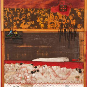 "Cést la vie" Asseblage auf Holz (57x123) 2005