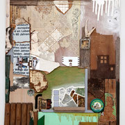 "Schrebergartenfragmente" Assemblage auf Holz (98x113) 2006