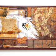 "Kindheitserinnerungen" Assemblage auf Holz (112x97) 2006