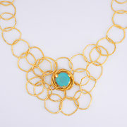 Collier aus feingoldplattiertem Silber mit Chalcedon