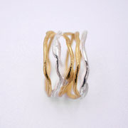 Bicolorring, 750er Gelbgold mit Silber