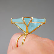 Ring 'crossing', 750er Gelbgold, Aquamarin-Pyramide