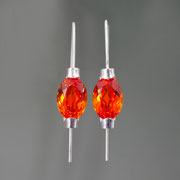 Ohrhänger, Silber mit orangeroten Padparadscha