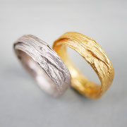 Schmale Bastringe in Palladium-Weißgold und 750er Gelbgold