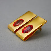 Ohrstecker, feingoldplattiertes Silber mit orangeroten Padparadscha