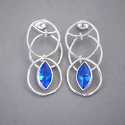 Ohrschmuck beweglich, Silber mit synthetischen Spinell-Navetts