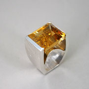 Silberring mit rechteckigem Citrin