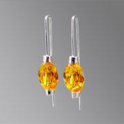 Ohrhänger, Silber mit orangegelben synthetischen Saphiren