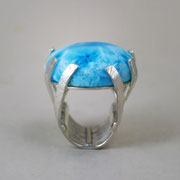 Strohgeschmiedeter Ring, Larimar, Silber