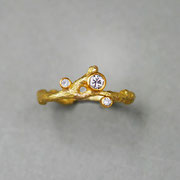 Ästchenring, 750er Gelbgold mit Brillanten TW vsi