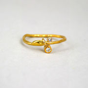 Ästchenring 750er Gelbgold mit zwei Brillanten TW vsi
