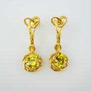 Ohrschmuck, feingoldplattiertes Silber mit goldgelben Swarovski-Zirkonias