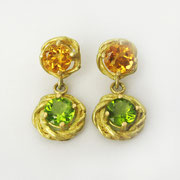 Ohrschmuck, 750er Gelbgold mit Citrinen und Peridots