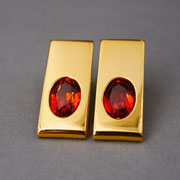 Ohrstecker, feingoldplattiertes Silber mit orangeroten Padparadscha