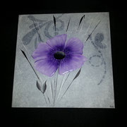 Tableau acrylique fleur"mauve" 30x30