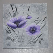 Tableau acrylique fleur"mauve" 50x50