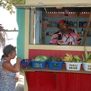 War mit einem Deutschen verheiratet..... Denise, Gemüse- und Obstverkäuferin am Strand von Tyrel-Bay / Carriacou