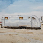 Robert Waddington, "Silver Spartan Trailer Home", 8" x 10", watercolor