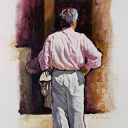 Rick Buttari, "Man in Pink Shirt", 11.5” x 7.5”, oil on mounted canvas