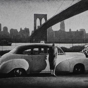 Rick Buttari, "Bridge Fare", 14" x 21", charcoal on paper