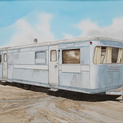 Robert Waddington, "Gray Marina Trailer Home", watercolor, 8" x 10"