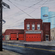 Shushana Rucker, "Collingswood Fire Co.", oil on panel, 16”x20”