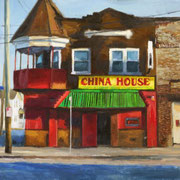 Nicole Maye Luga, "China House Study", 6" x 12", oil on panel