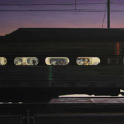 Fred Danziger, "Night Train", 14" x 21", gouache