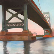 "Ben Franklin Bridge", oil on canvas, 24” x 30”