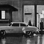 Rick Buttari, "Getaway Car", 11" x 16”, charcoal on paper