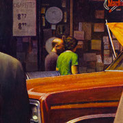 Rick Buttari, "Smoke Shop Corner", 11" x 9”, oil on mounted canvas