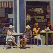Rick Buttari, "Outdoor Cafe", 6” x 10”, oil on mounted canvas