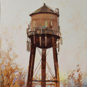 "Water Tower", 32” x 16”, oil on canvas