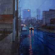 Patrick Crofton, "Rainy Evening on North Ninth", 18” x 14”, oil on panel