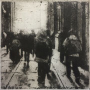 Robert Sampson, "City Hall Passage", 5” x 4 3/4”, etching