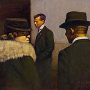 Rick Buttari, "Sunday Meeting", 8 1/2“ x 11 7/8”, oil on mounted canvas