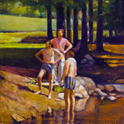 Rick Buttari, "By the Stream", 12” x 10”, oil on mounted canvas