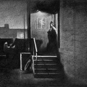 Rick Buttari, "Side Entrance", 11” x 14”, charcoal on paper