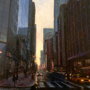 Patrick Crofton, "Last Light on Market", 10” x 8”, oil on zinc panel