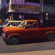 Rick Buttari, "Red Pickup at LaPrimadora", 20” x 28”, oil on canvas