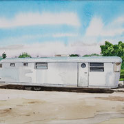 Robert Waddington, "Spartan Trailer Home", watercolor, 8" x 10"