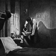 Rick Buttari, "Man Pouring Water", 14” x 17”, charcoal on paper